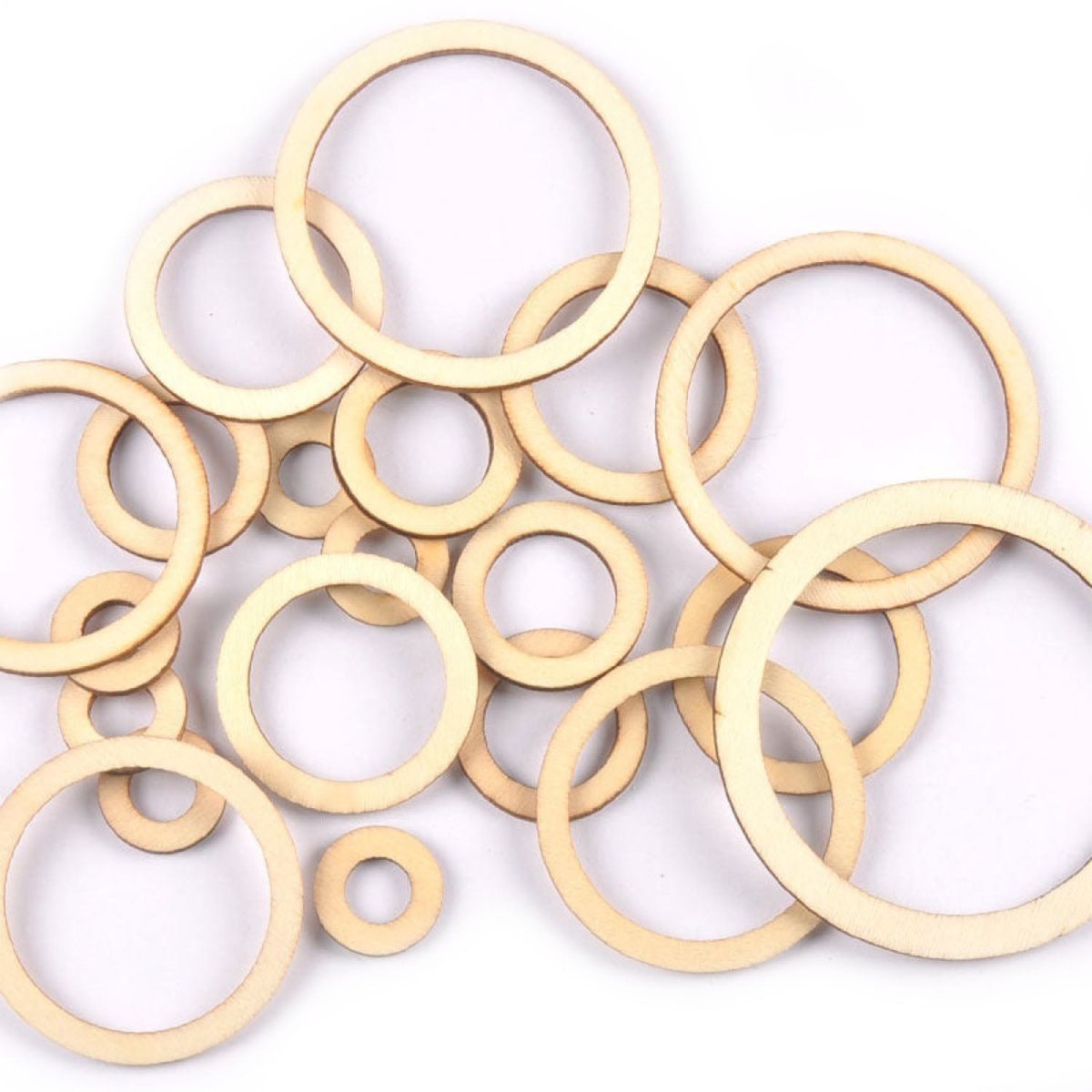 Circles/Rings Wooden Crafts For DIY Scrapbook Natural Wooden Ornaments Home Decor Handicraft Embellishment 20/30/40/50/60/75mm - - Asia Sell