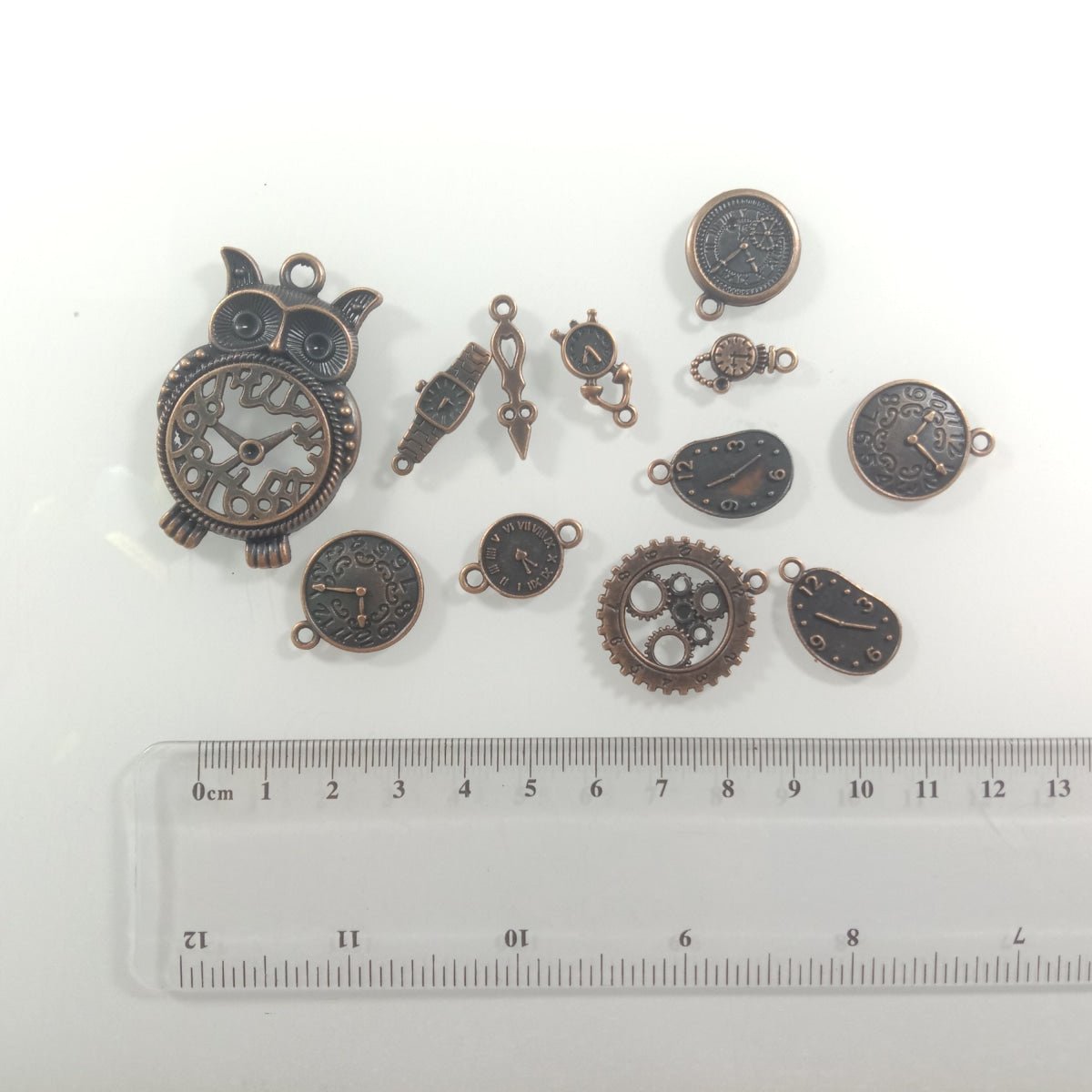 Clock Theme Sets Bronze Silver Colour Pendants with Loops Flat Detailed Alloy DIY Charms Jewellery Making - 11 - Asia Sell