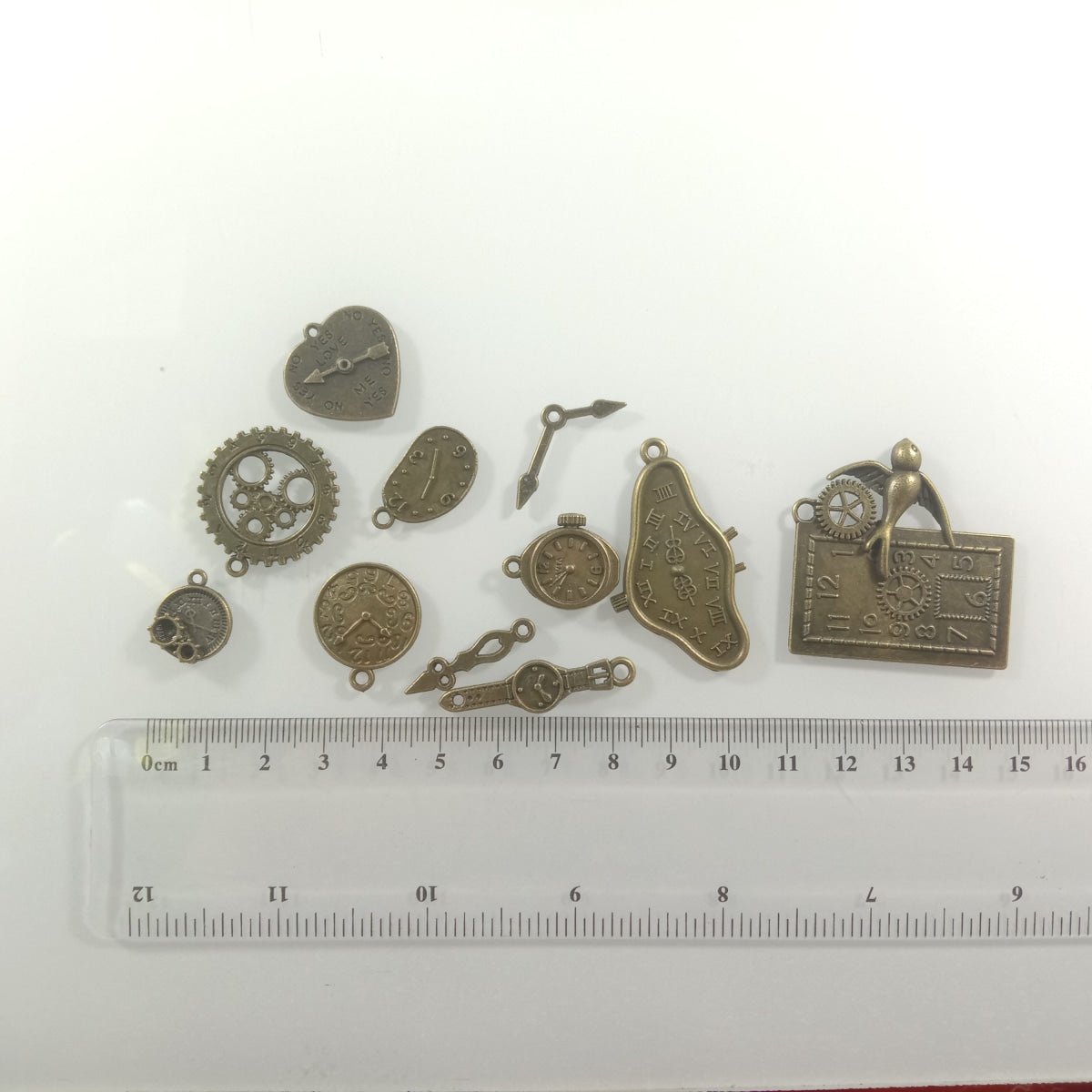 Clock Theme Sets Bronze Silver Colour Pendants with Loops Flat Detailed Alloy DIY Charms Jewellery Making - 3 - Asia Sell