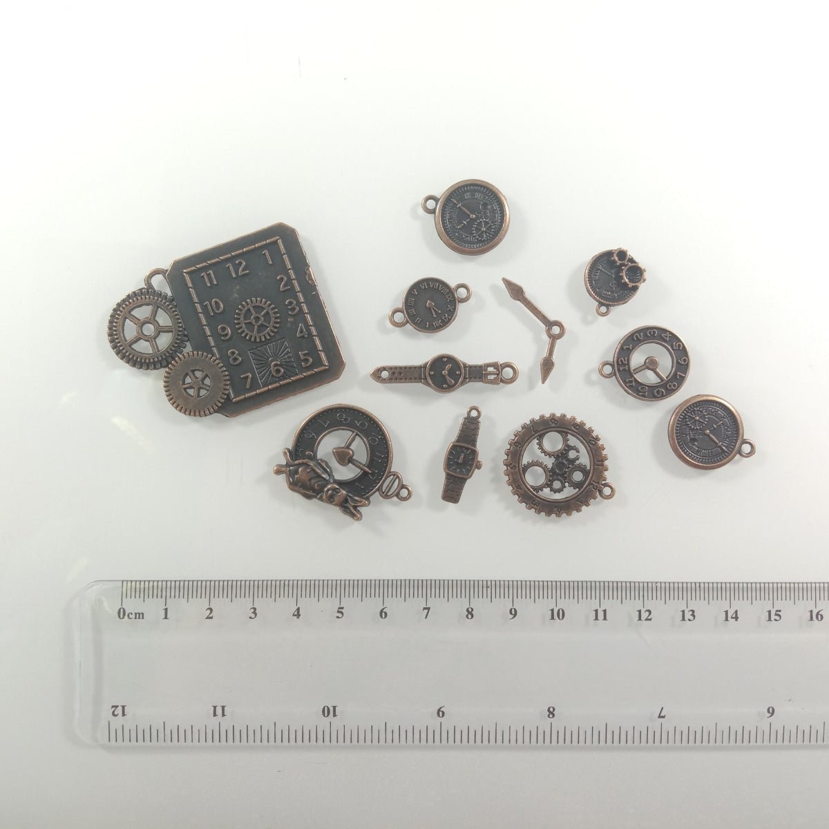 Clock Theme Sets Bronze Silver Colour Pendants with Loops Flat Detailed Alloy DIY Charms Jewellery Making - 4 - Asia Sell