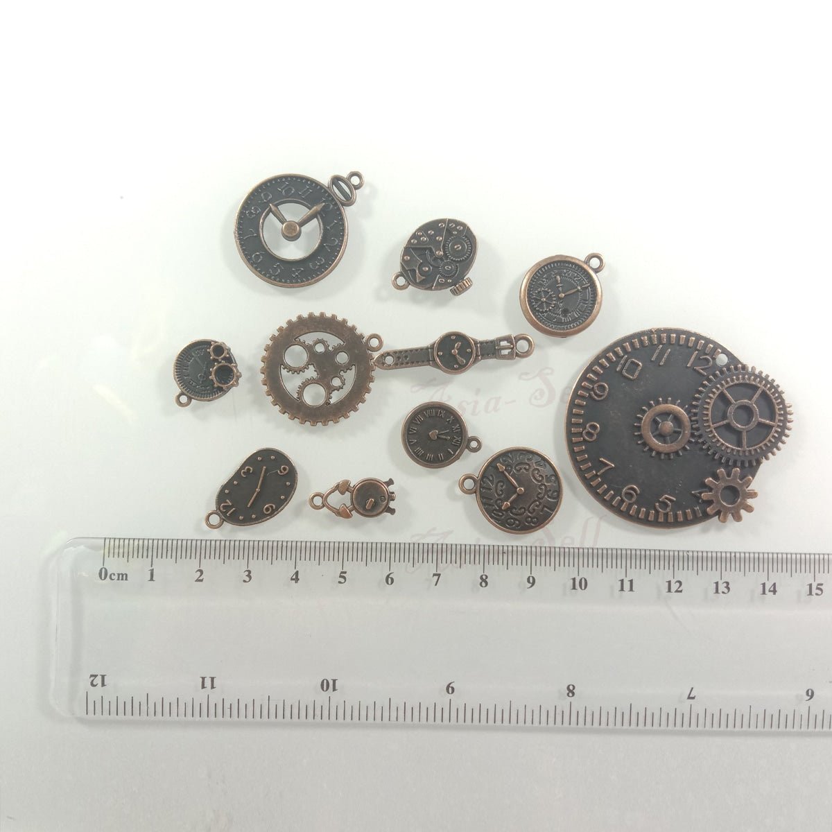 Clock Theme Sets Bronze Silver Colour Pendants with Loops Flat Detailed Alloy DIY Charms Jewellery Making - 5 - Asia Sell