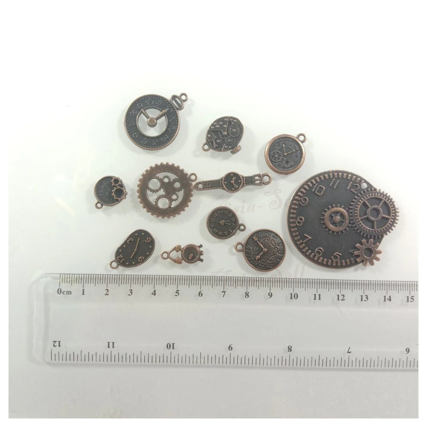 Clock Theme Sets Bronze Silver Colour Pendants with Loops Flat Detailed Alloy DIY Charms Jewellery Making - 5 - Asia Sell