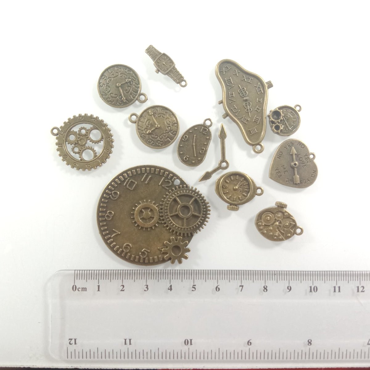 Clock Theme Sets Bronze Silver Colour Pendants with Loops Flat Detailed Alloy DIY Charms Jewellery Making - 6 - Asia Sell