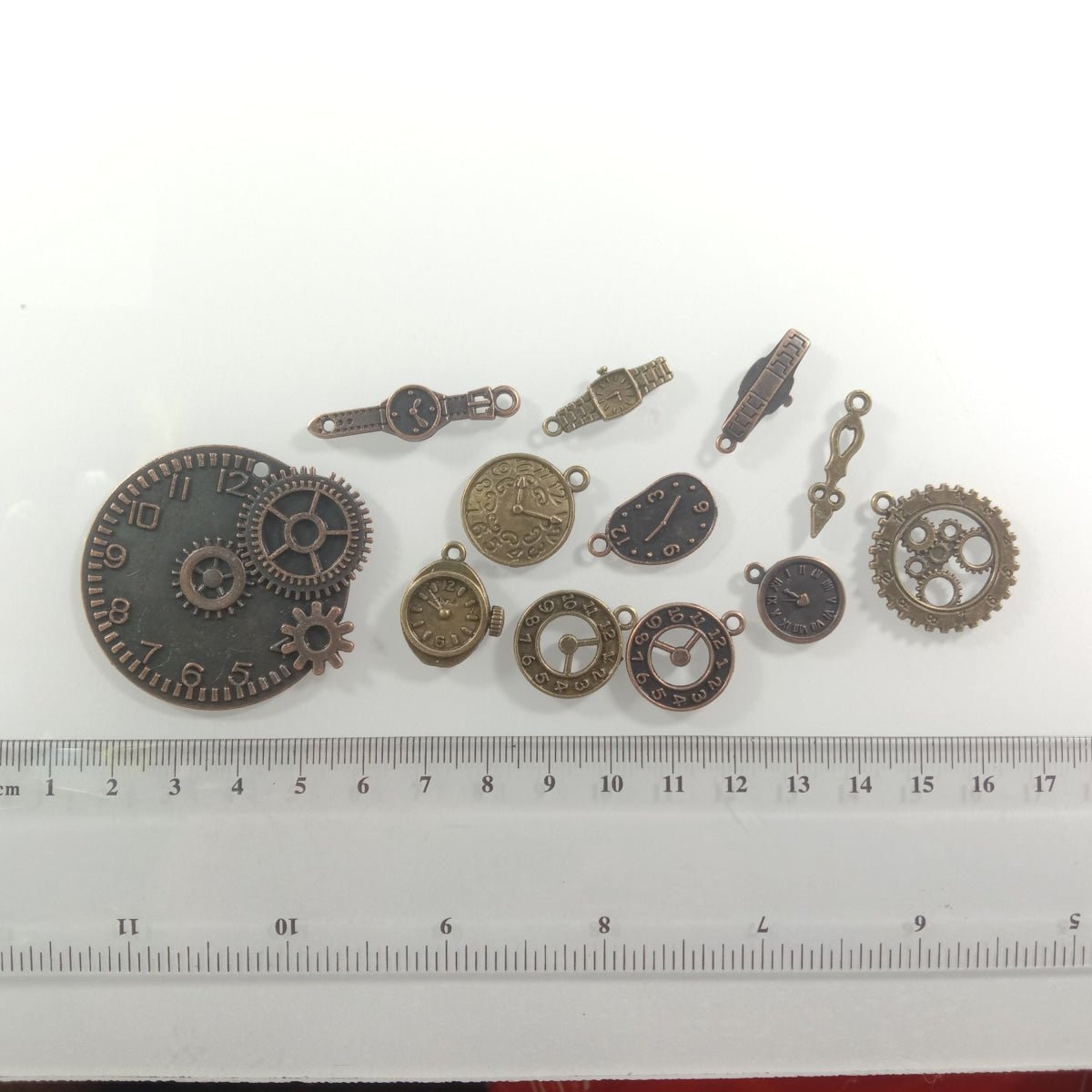 Clock Theme Sets Bronze Silver Colour Pendants with Loops Flat Detailed Alloy DIY Charms Jewellery Making - 7 - Asia Sell