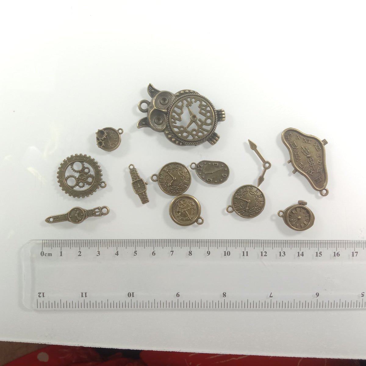Clock Theme Sets Bronze Silver Colour Pendants with Loops Flat Detailed Alloy DIY Charms Jewellery Making - 9 - Asia Sell