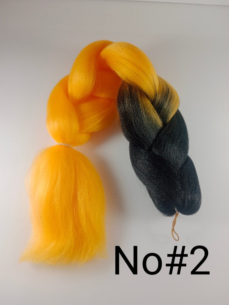 Colorful Rainbow Platted Extensions Braids Synthetic Hair Jumbo Size Braiding Hairpiece Extensions 61cm Synthetic Ombre - Black Orange # No.2 - Asia Sell