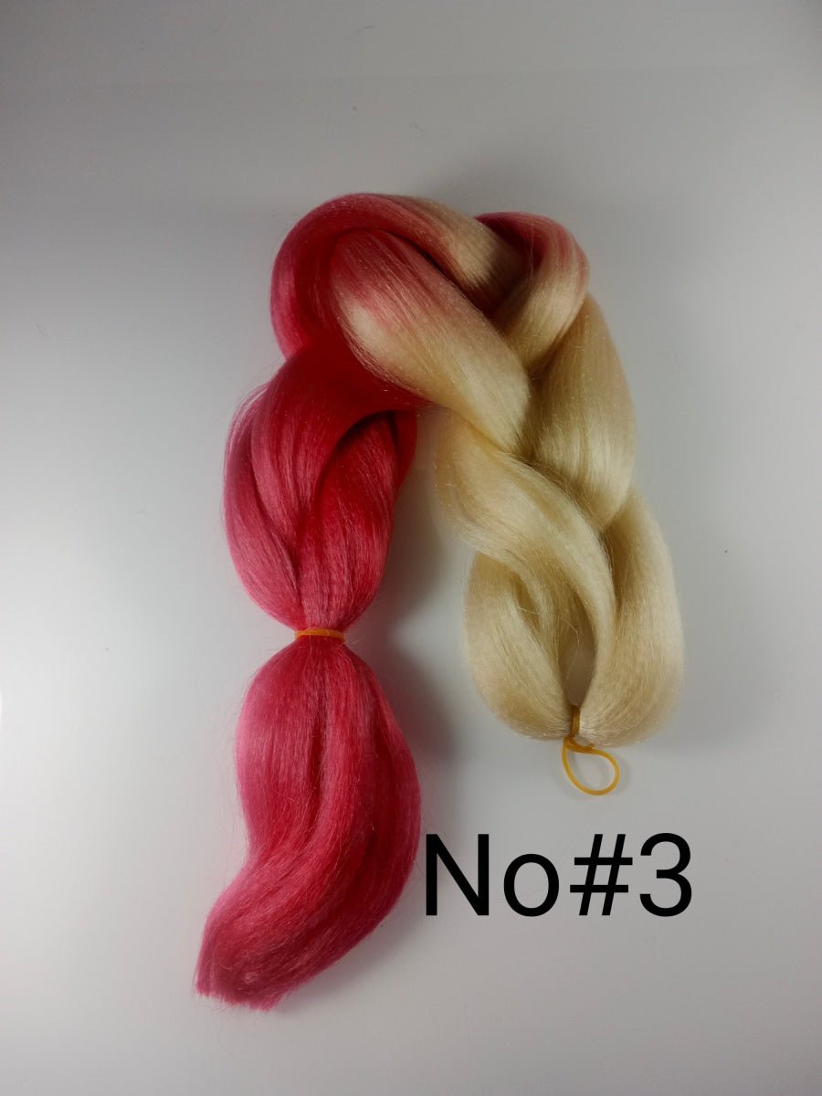 Colorful Rainbow Platted Extensions Braids Synthetic Hair Jumbo Size Braiding Hairpiece Extensions 61cm Synthetic Ombre - Cream pink # No.3 - Asia Sell