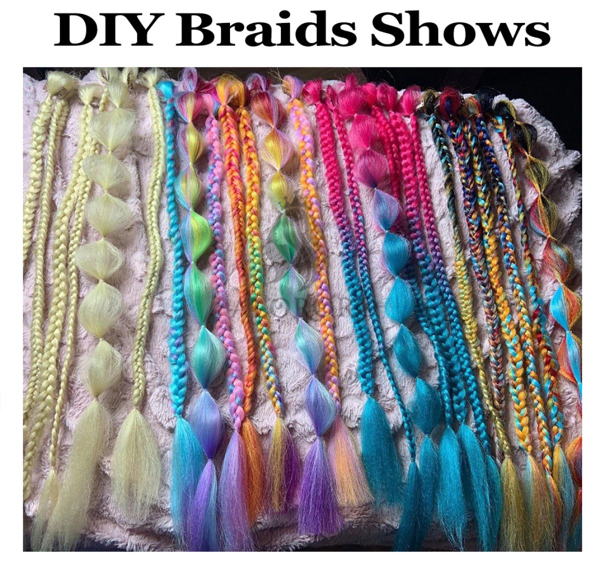 Colorful Rainbow Platted Extensions Braids Synthetic Hair Jumbo Size Braiding Hairpiece Extensions 61cm Synthetic Ombre - Green Yellow # No.1 - Asia Sell