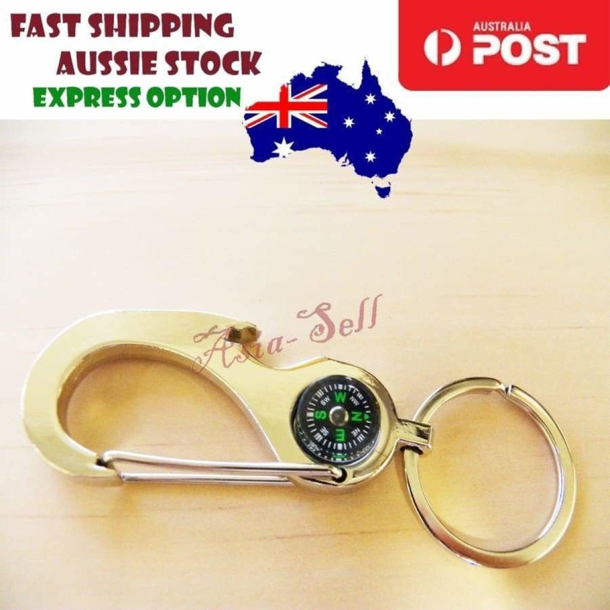 Compass Multifunctional Keychain Male Key Ring Chain Alloy Carabiner Metal Hook Keyring Pendant Tag Charm - - Asia Sell