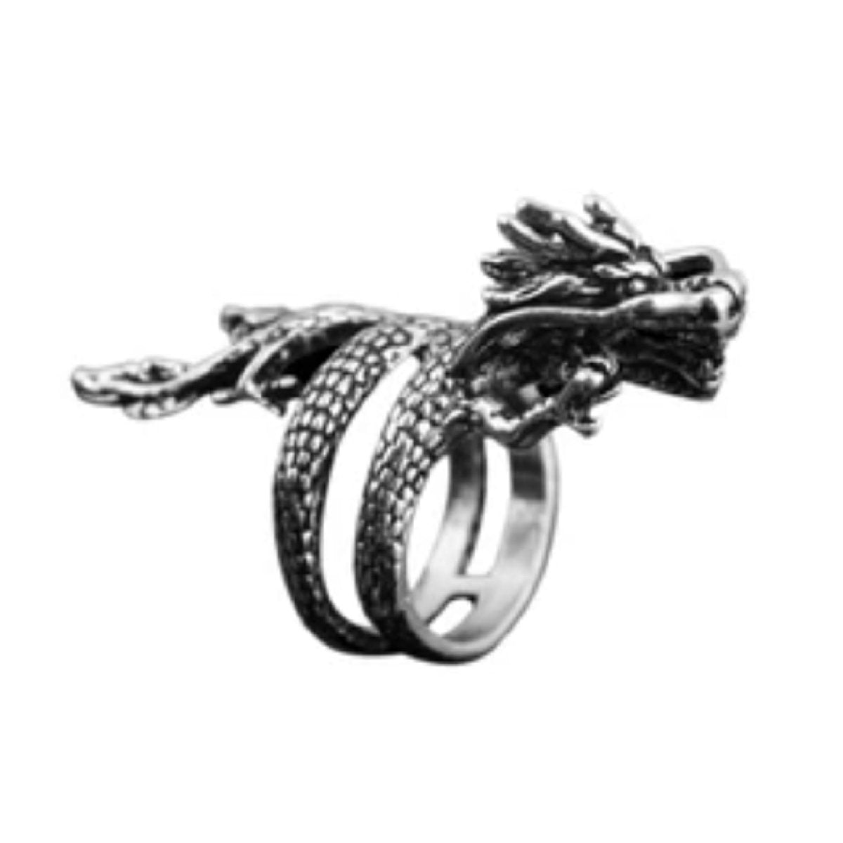 Double Loop Dragon Ring Size 8 Silver Gold Colours Jewellery - Silver - Asia Sell
