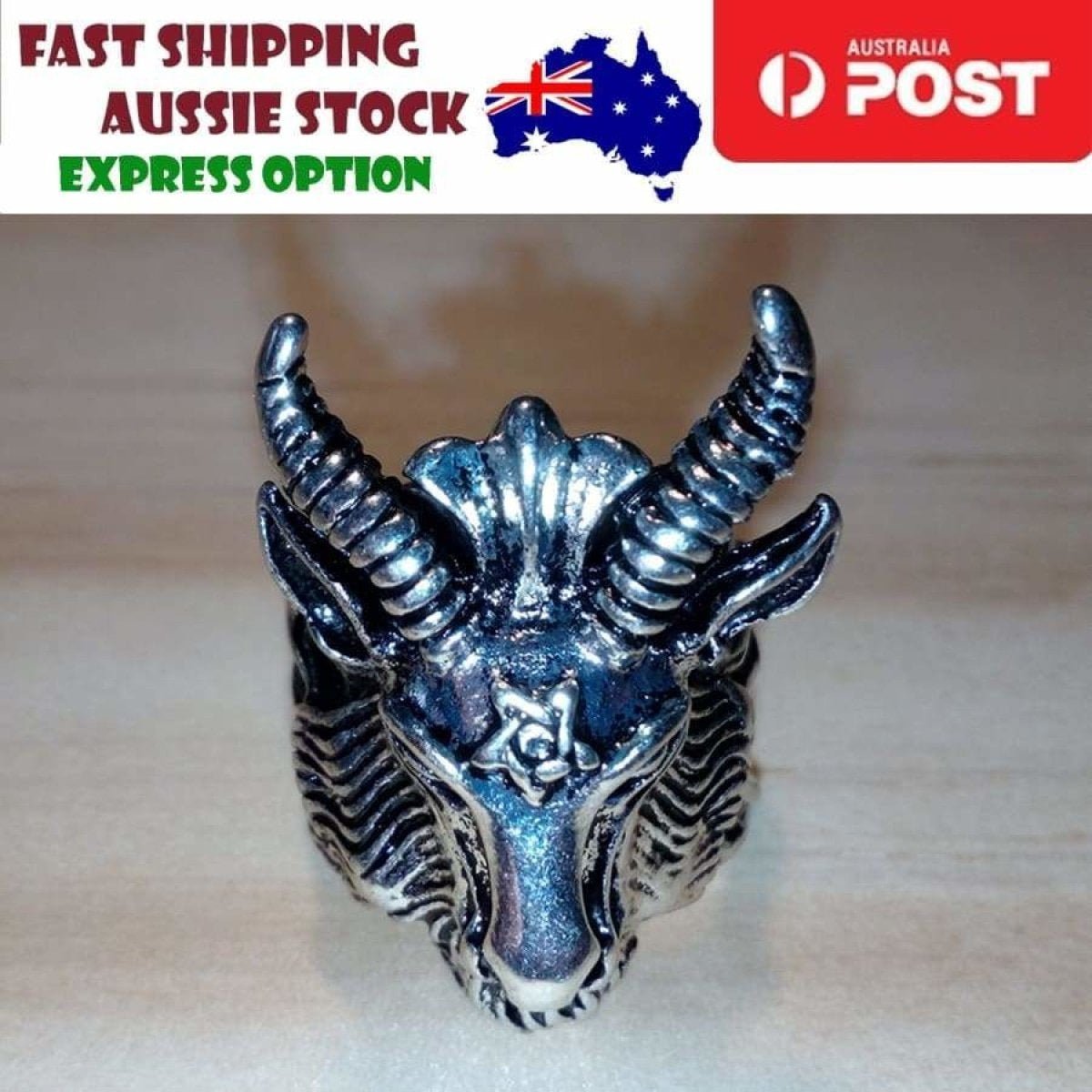 Dragon Goat Tiger Wolf Head Ring Devil Rings Black Silver Gold Colour Dragons Sheep - Type 5 Size 18 (U.S. 8) 57mm - Asia Sell