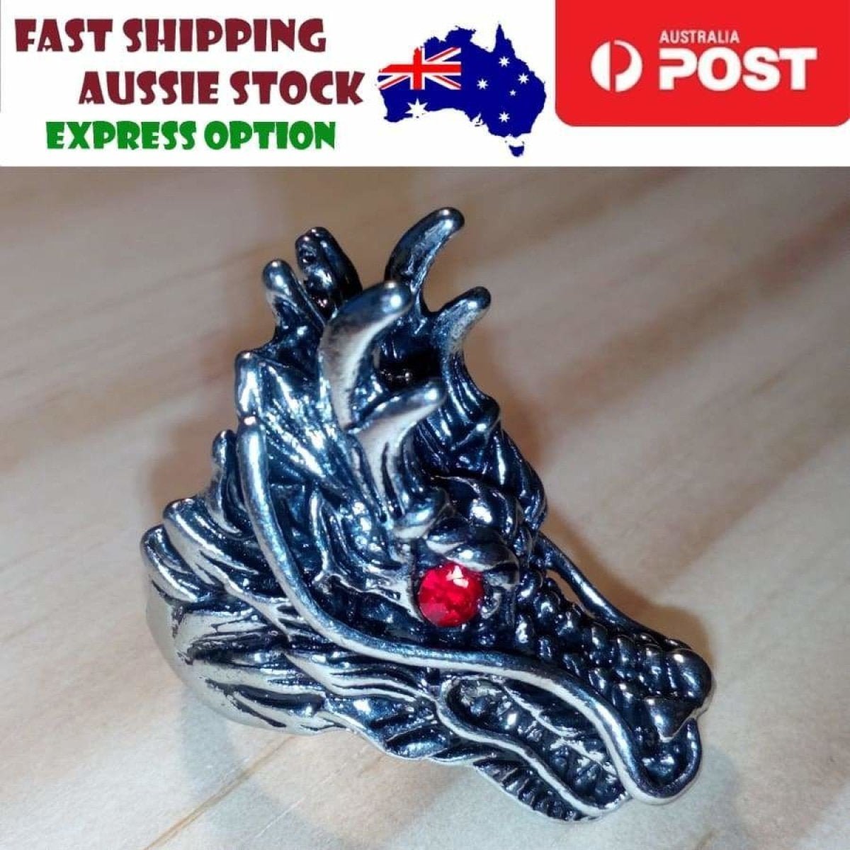 Dragon Goat Tiger Wolf Head Ring Devil Rings Black Silver Gold Colour Dragons Sheep - Type 6 Size 8 U.S. 57mm - Asia Sell