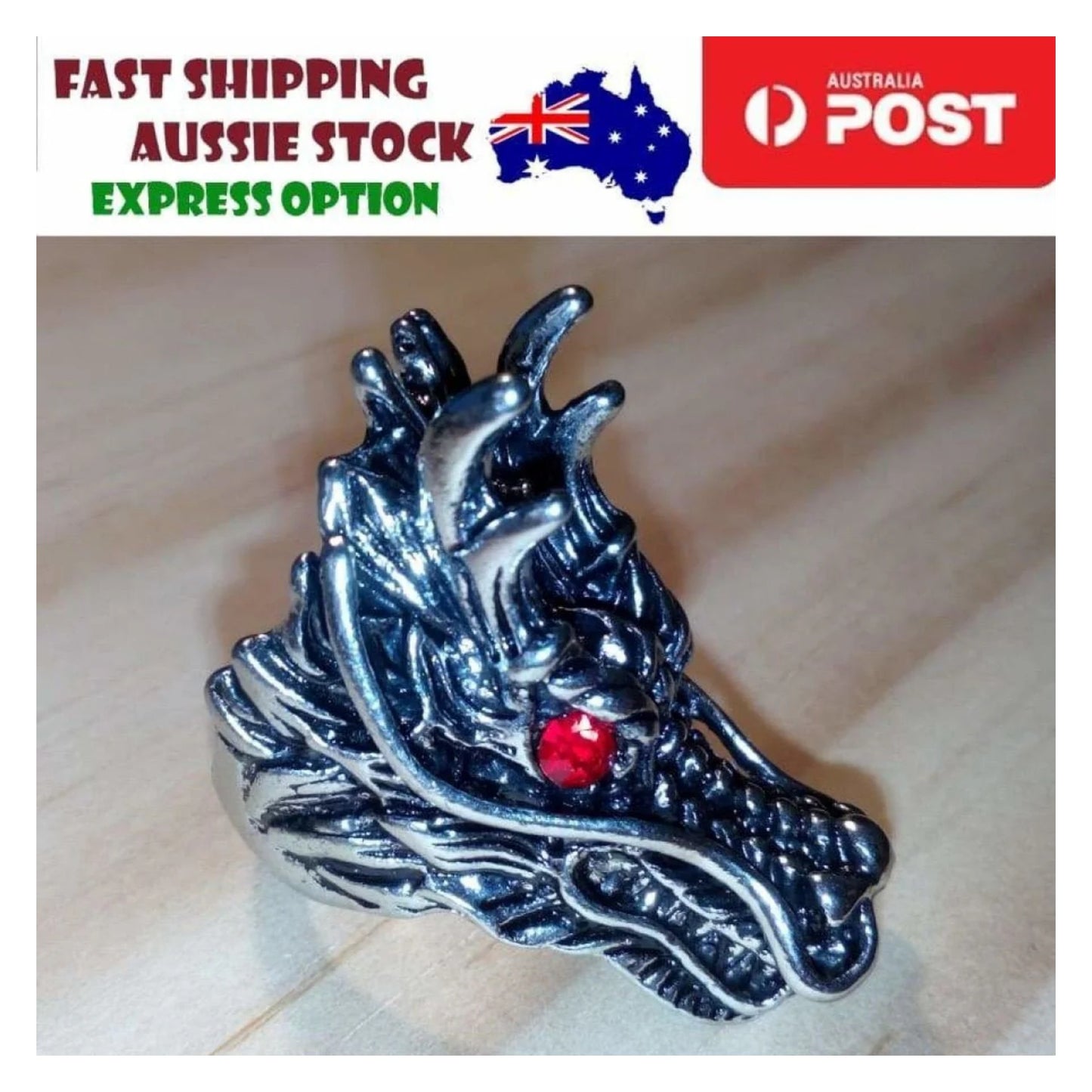 Dragon Goat Tiger Wolf Head Ring Devil Rings Black Silver Gold Colour Dragons Sheep - Type 6 Size 8 U.S. 57mm - Asia Sell