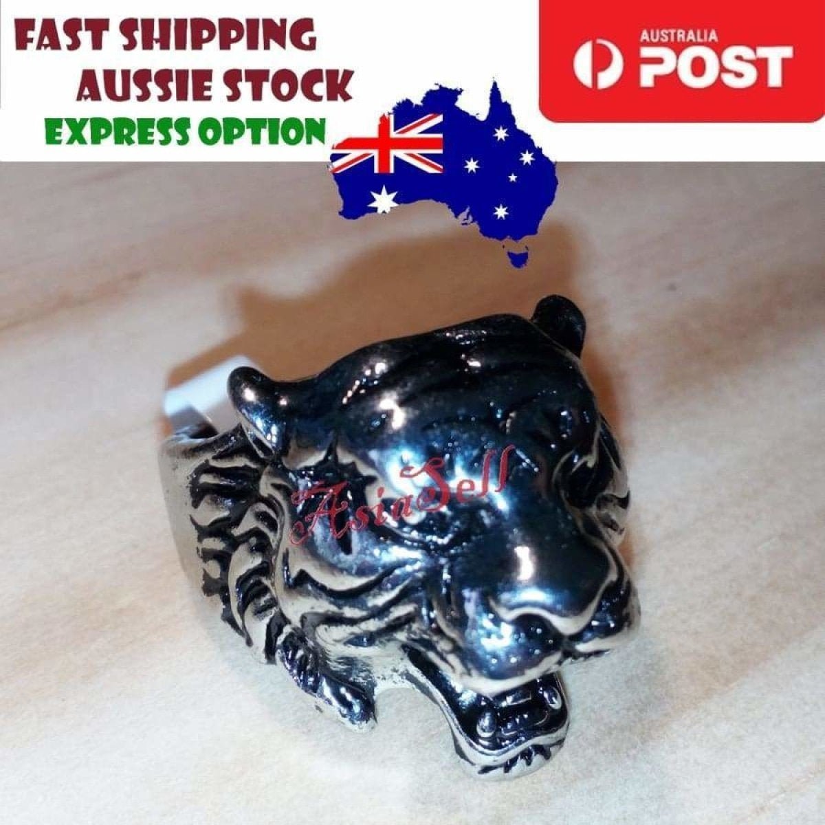 Dragon Goat Tiger Wolf Head Ring Devil Rings Black Silver Gold Colour Dragons Sheep - Type 7 Size 8 U.S. 57mm - Asia Sell