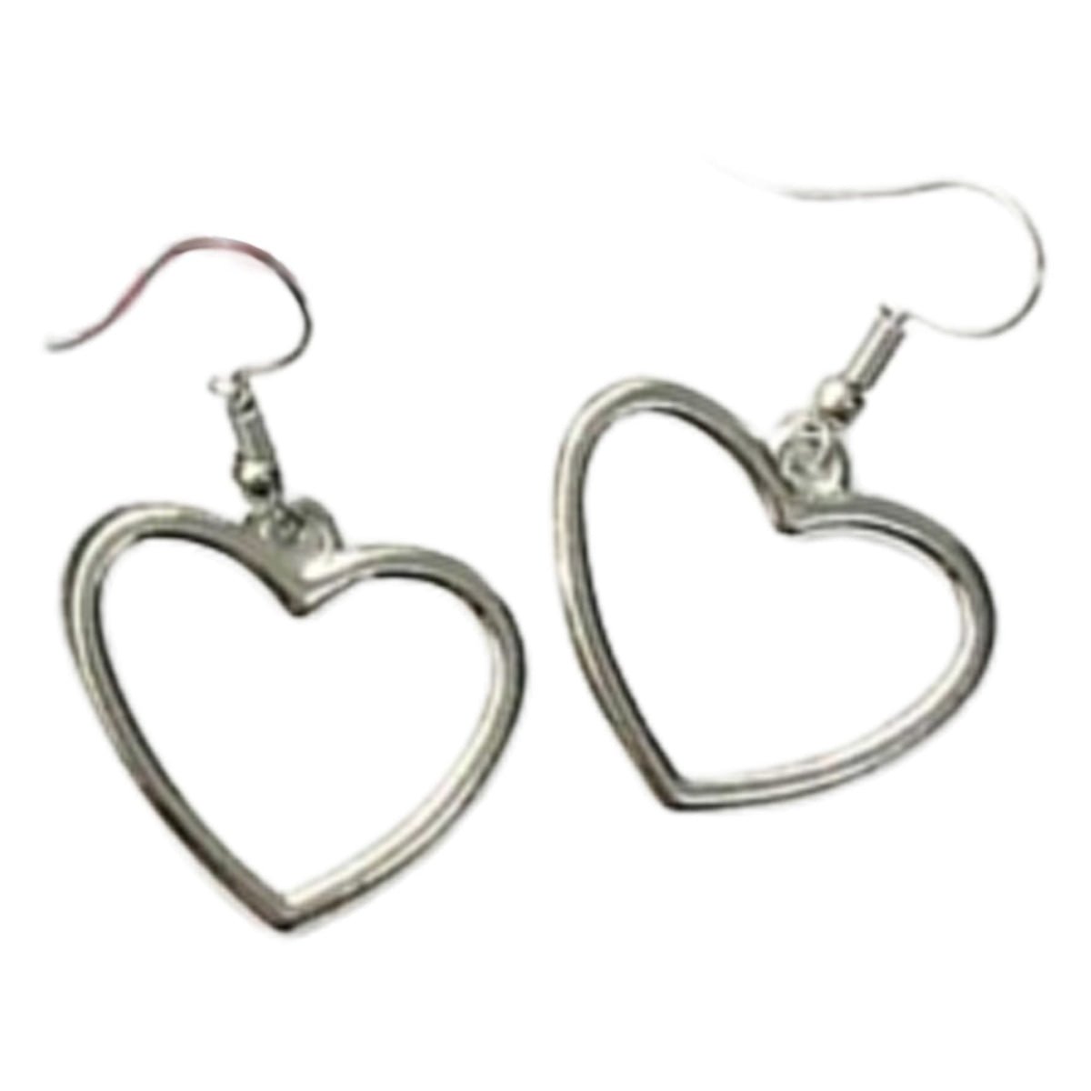 Earrings Large Heart Tassel Gold Silver Colour Love Earrings Gifts Jewelry Drop Dangles - Silver - Asia Sell