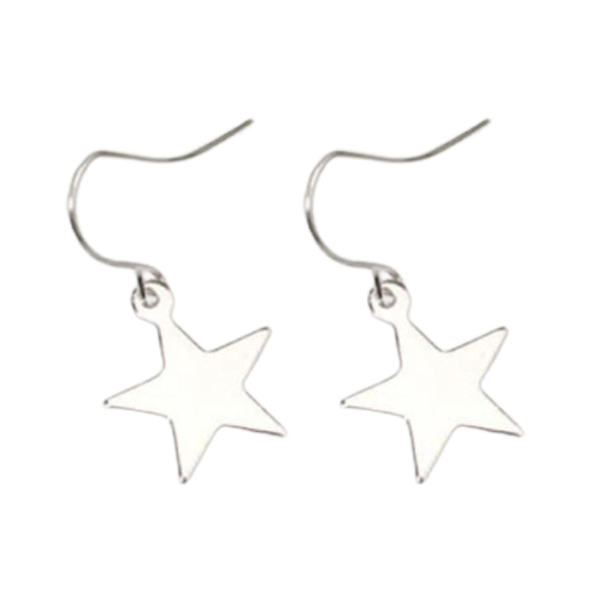 Earrings Small 13mm Stars Tassel Gold or Silver Colour Fashion - Silver - Asia Sell