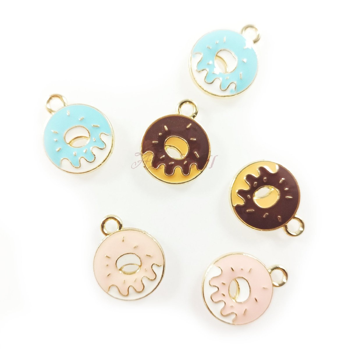 Enamel Pendant Leaf Fox Clover Cat Treble Clef Doughnut Loop Charms DIY Jewellery Making Bracelet Necklace - 6pcs Doughnuts - Asia Sell
