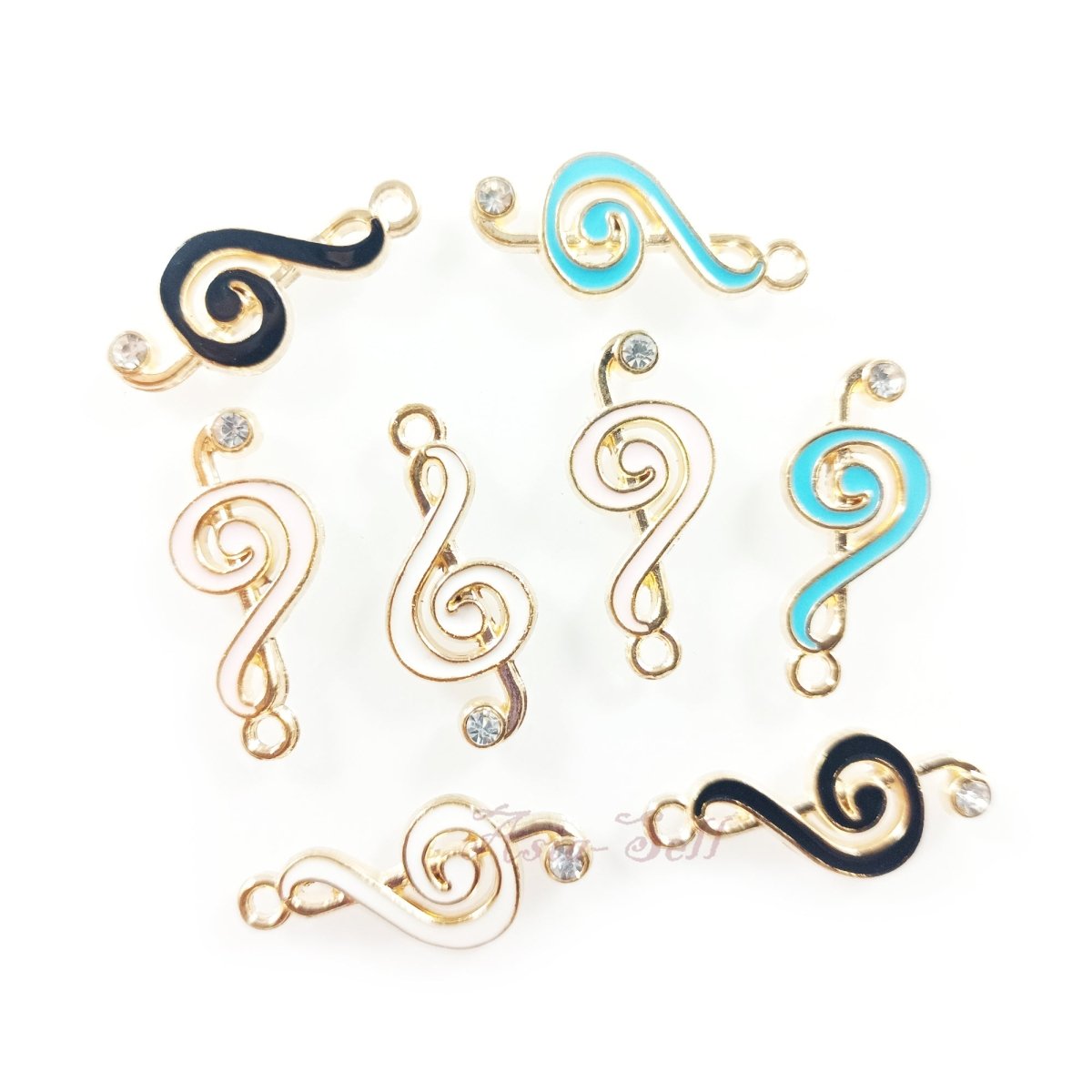 Enamel Pendant Leaf Fox Clover Cat Treble Clef Doughnut Loop Charms DIY Jewellery Making Bracelet Necklace - 8pcs Treble Clef - Asia Sell