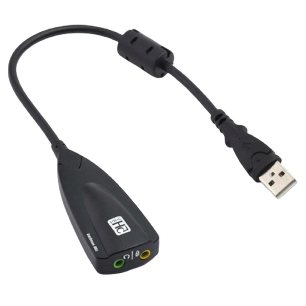 External USB Sound Card 7.1 Cable Adapter USB to 3D CH Sound Audio Headset Microphone 3.5mm Jack For Laptop PC - Black - Asia Sell