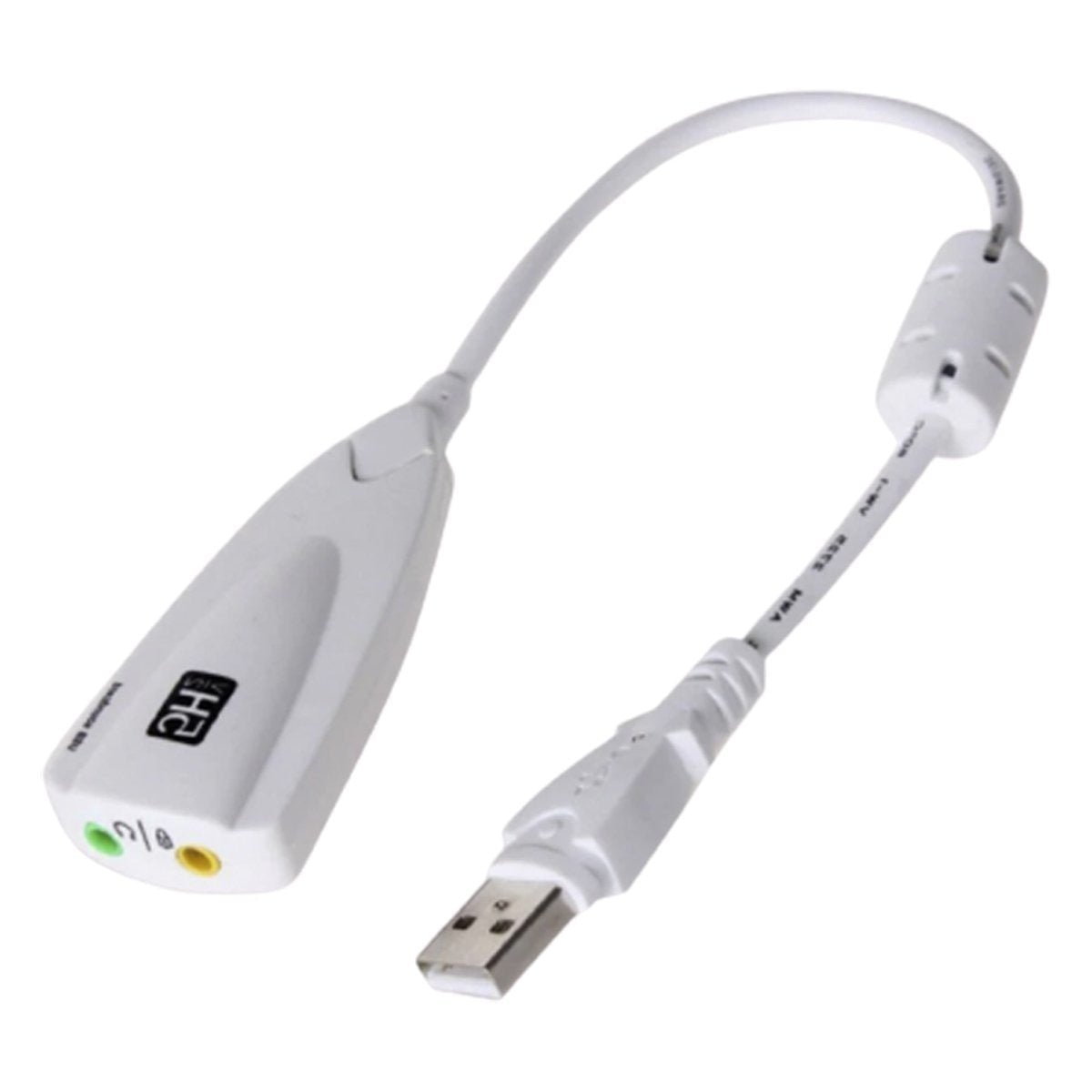 External USB Sound Card 7.1 Cable Adapter USB to 3D CH Sound Audio Headset Microphone 3.5mm Jack For Laptop PC - White - Asia Sell