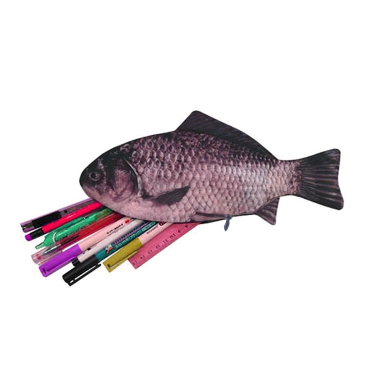 Fish Shape Pencil Case Make-up Cosmetics Bag Pouch With Zipper Zip Crafts Toys Gift Bonanza Pouch Bags - Pink Grey - Asia Sell