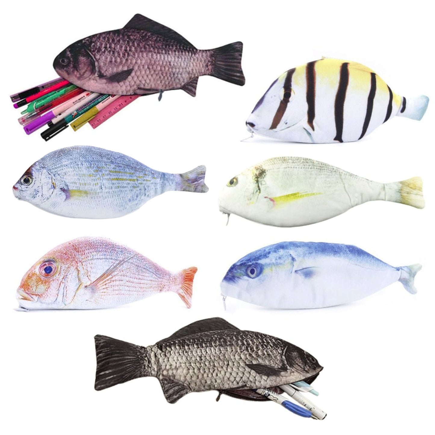 Fish Shape Pencil Case Make-up Cosmetics Bag Pouch With Zipper Zip Crafts Toys Gift Bonanza Pouch Bags
