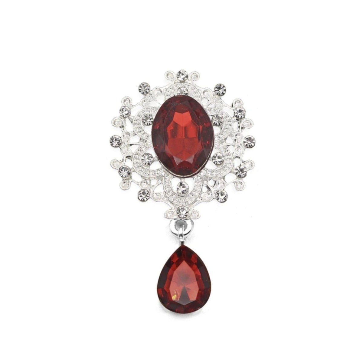 Flatback Rhinestone Cabochon 5pcs Acrylic Gem Jewellery for Clothing Wedding Sewing DIY Accessories Metal 45x24mm Craft - Deep Red - Asia Sell