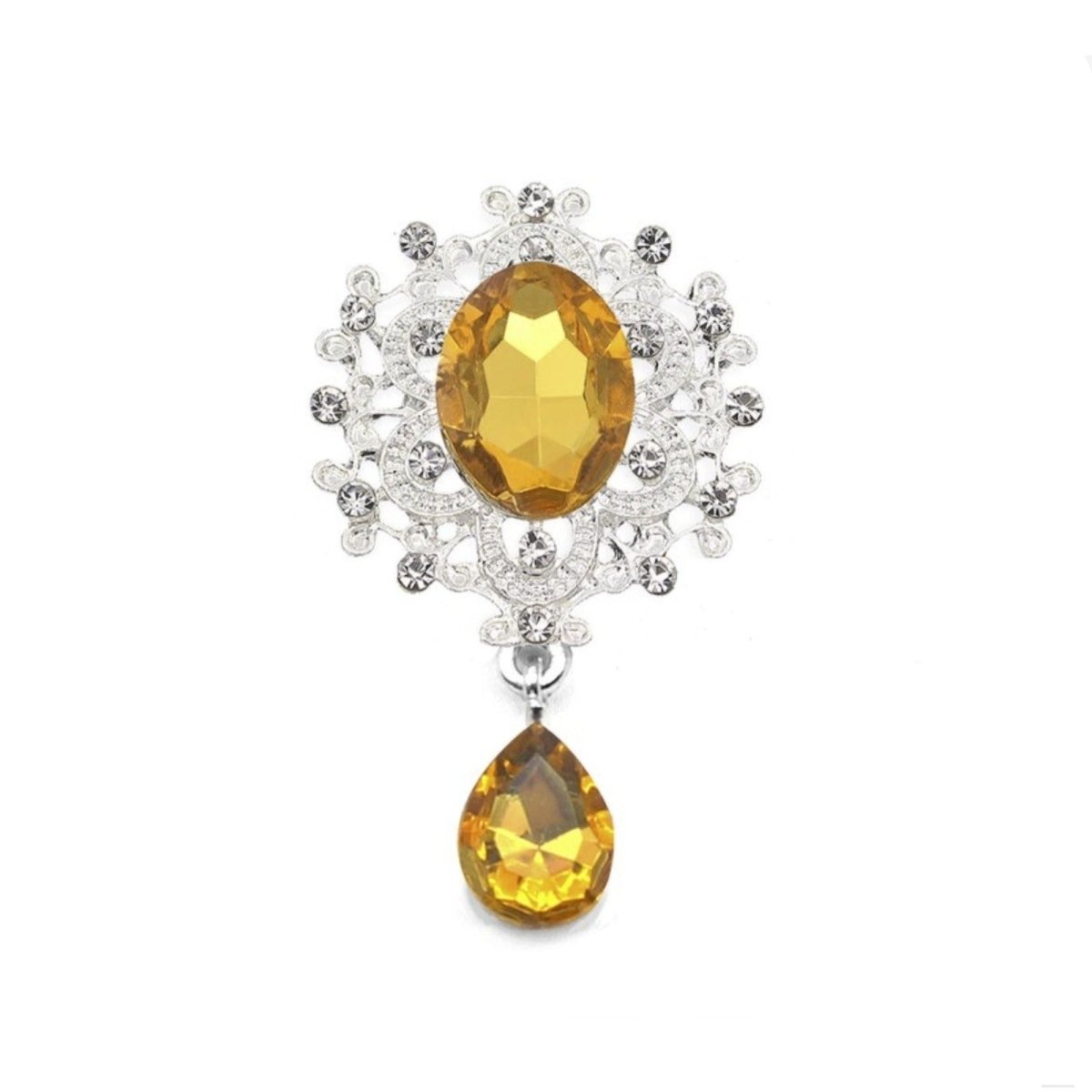 Flatback Rhinestone Cabochon 5pcs Acrylic Gem Jewellery for Clothing Wedding Sewing DIY Accessories Metal 45x24mm Craft - Yellow - Asia Sell