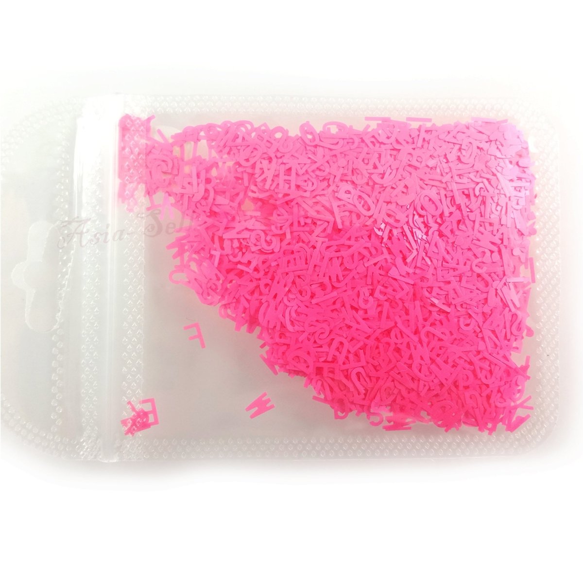 Flourescent Sequins Glitter Nail Art Mixed Size Letter Design Shape Flakes Tips Manicure 3D Nail Accessories - Pink - Asia Sell