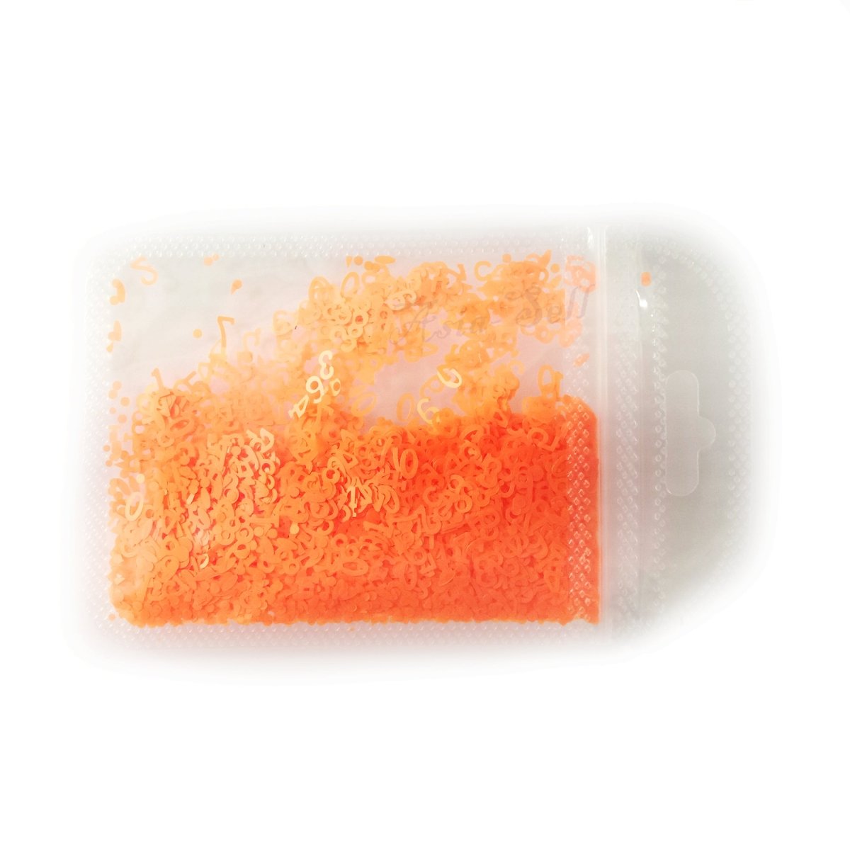 Flourescent Sequins Glitter Nail Art Mixed Size Number Design Shape Flakes Tips Manicure 3D Nail Accessories - Orange - Asia Sell
