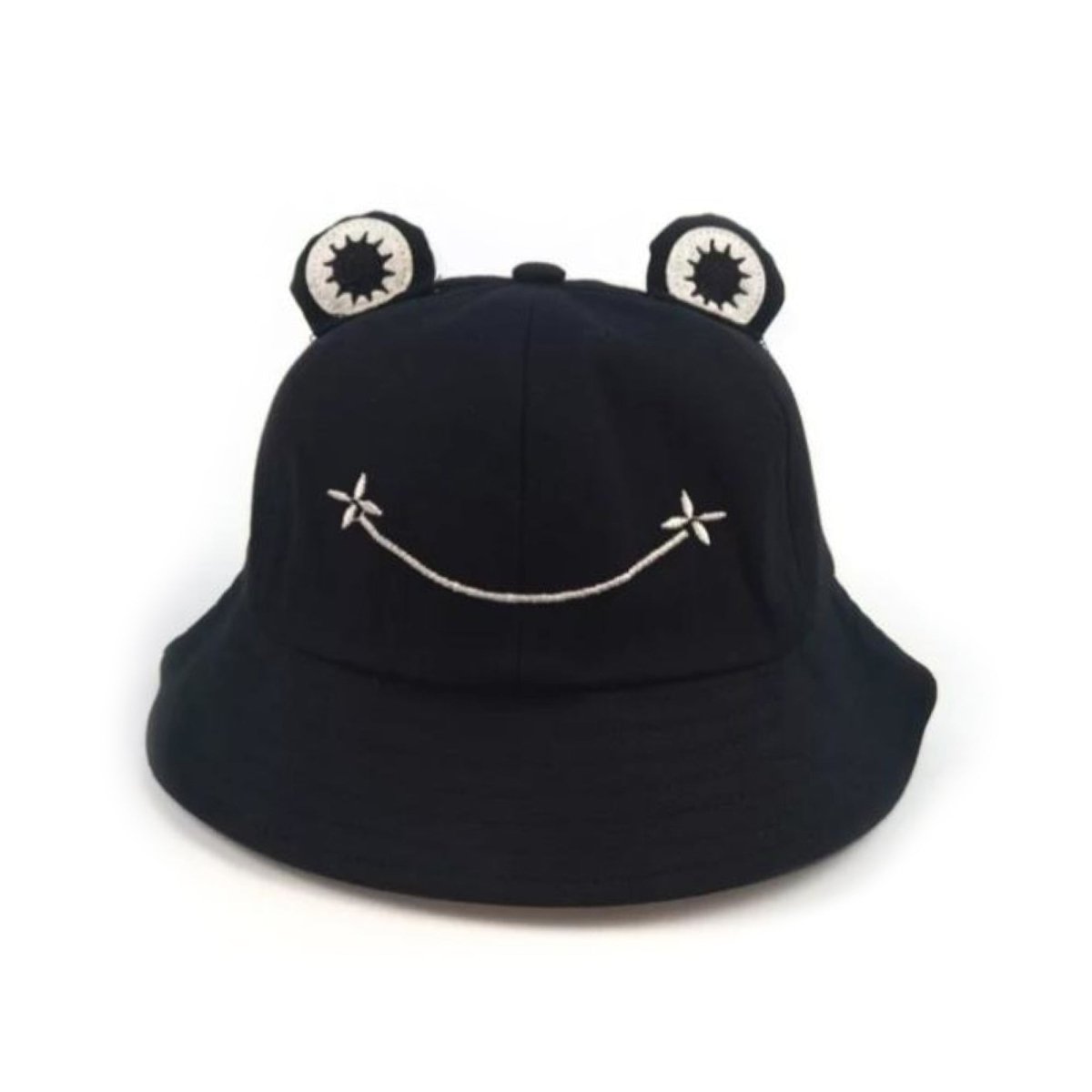 Frog Hat Floppy Hat Female Sunhat Drawstring Adjustable Kid's Bucket Hat - Large Black - Asia Sell