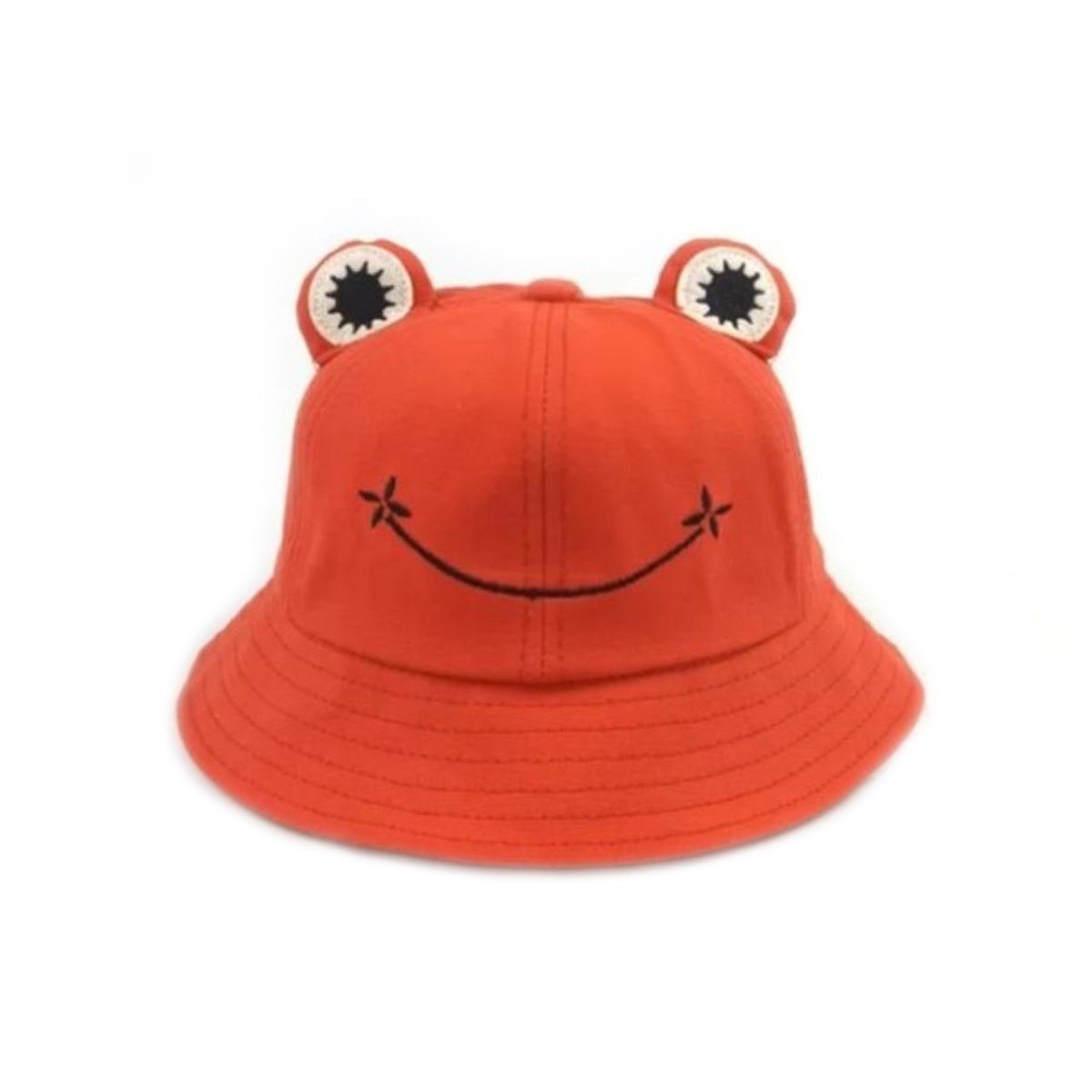 Frog Hat Floppy Hat Female Sunhat Drawstring Adjustable Kid's Bucket Hat - Large Orange - Asia Sell