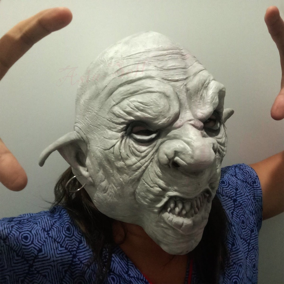 Goblin Mask Big Nose Pointed Ears Earring Halloween Horror Mask Creepy Costume Party Latex Scary Mask - - Asia Sell