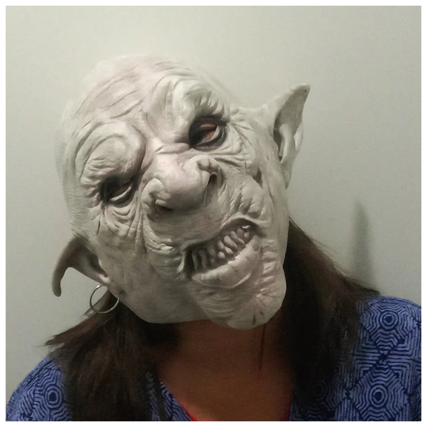 Goblin Mask Big Nose Pointed Ears Earring Halloween Horror Mask Creepy Costume Party Latex Scary Mask - - Asia Sell