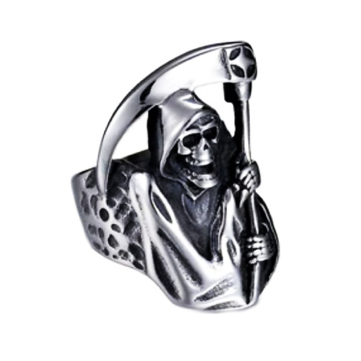 Grim Reaper Scythe Ring Alloy Size Jewellery Death Satan Devil Silver Colour - 8 - Asia Sell
