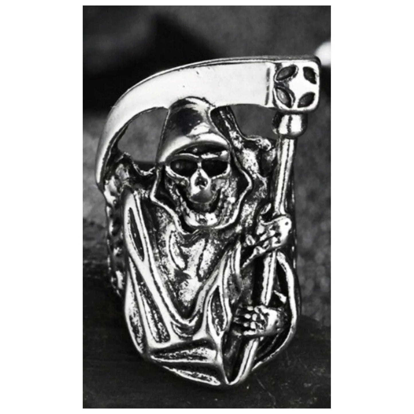 Grim Reaper Scythe Ring Alloy Size Jewellery Death Satan Devil Silver Colour - 8 - Asia Sell