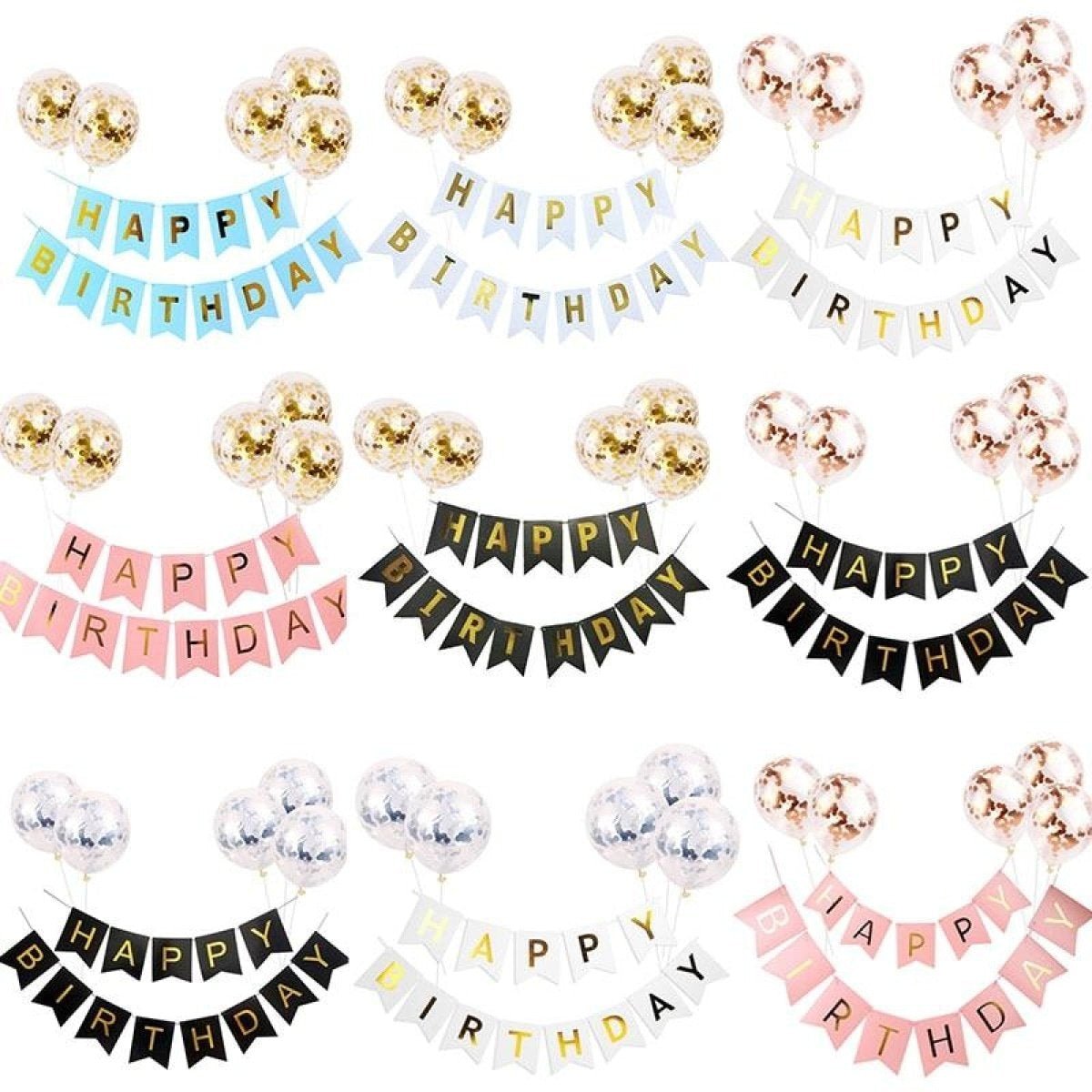 Happy Birthday Balloon Banner Set Confetti Balloons Party Decorations Boy Girl - A - Asia Sell