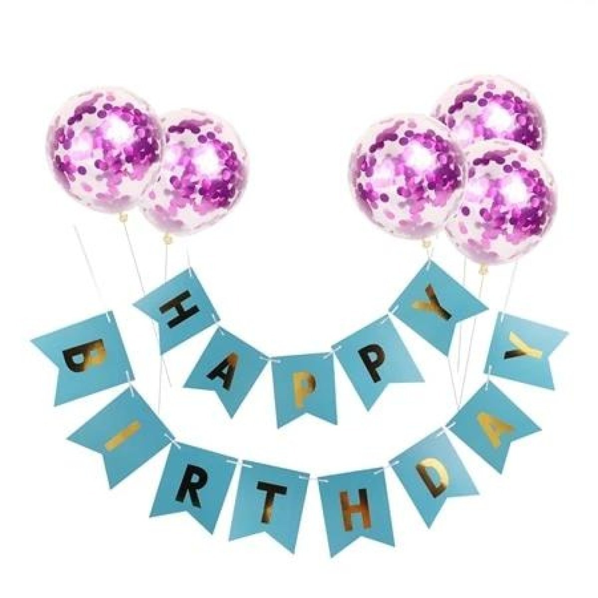 Happy Birthday Balloon Banner Set Confetti Balloons Party Decorations Boy Girl - A - Asia Sell