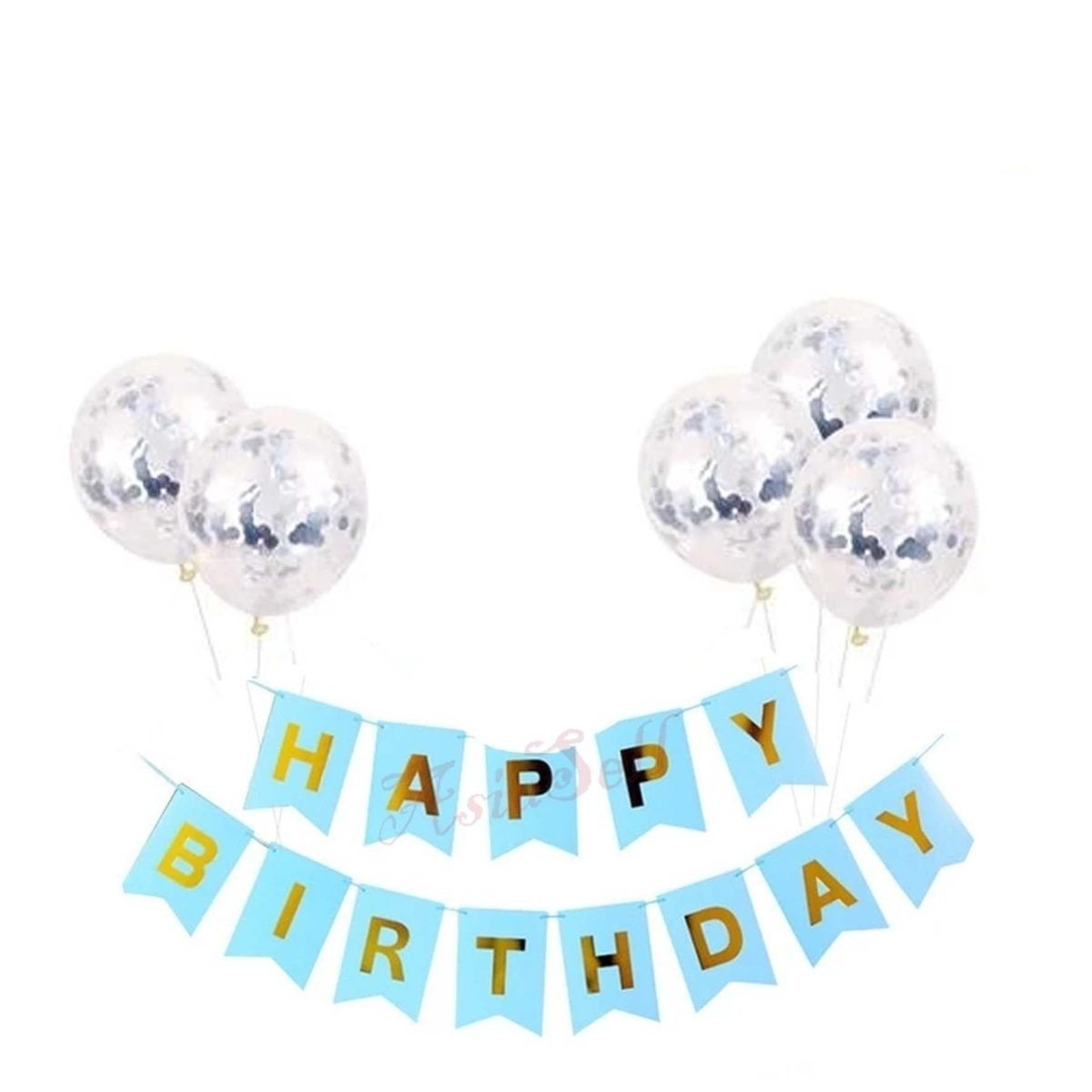 Happy Birthday Balloon Banner Set Confetti Balloons Party Decorations Boy Girl - B - Asia Sell