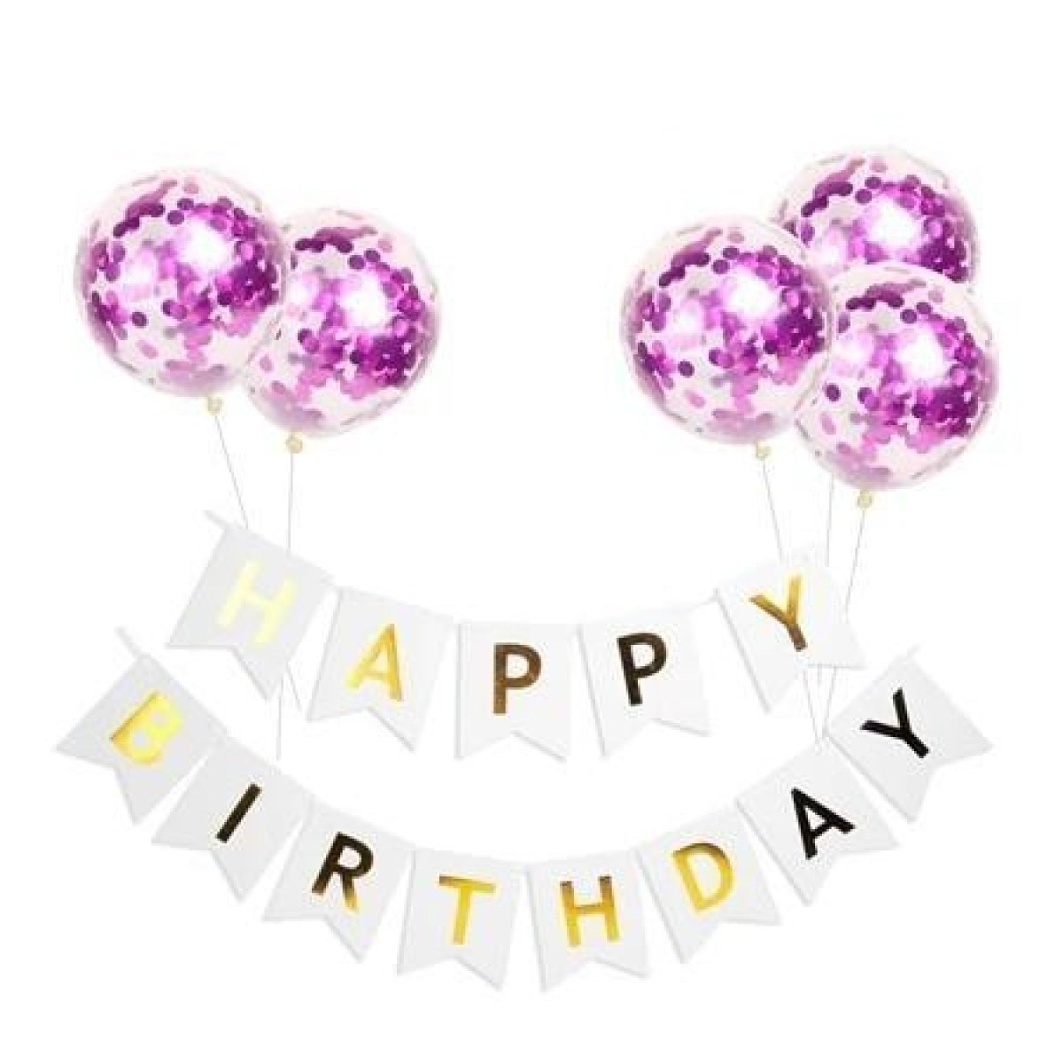 Happy Birthday Balloon Banner Set Confetti Balloons Party Decorations Boy Girl - D - Asia Sell