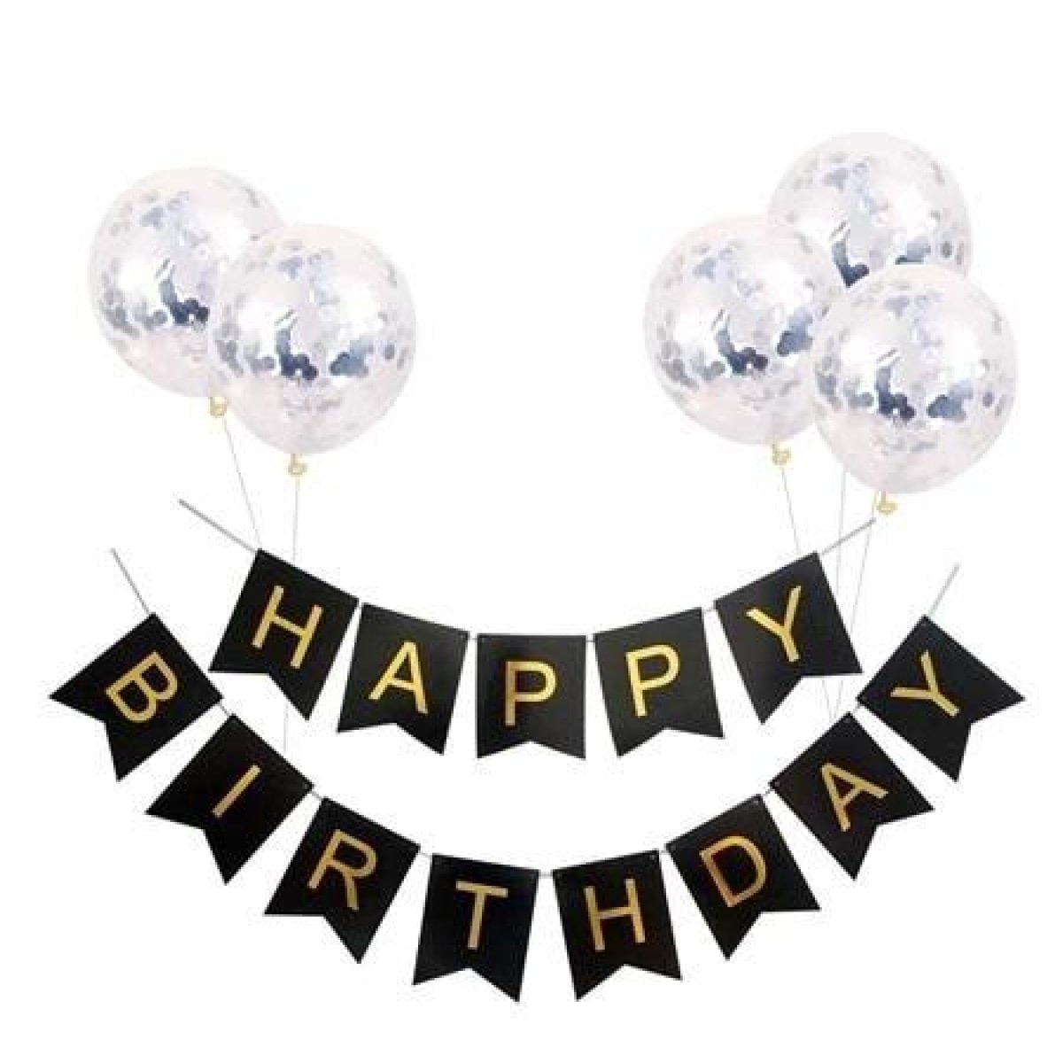 Happy Birthday Balloon Banner Set Confetti Balloons Party Decorations Boy Girl - E - Asia Sell