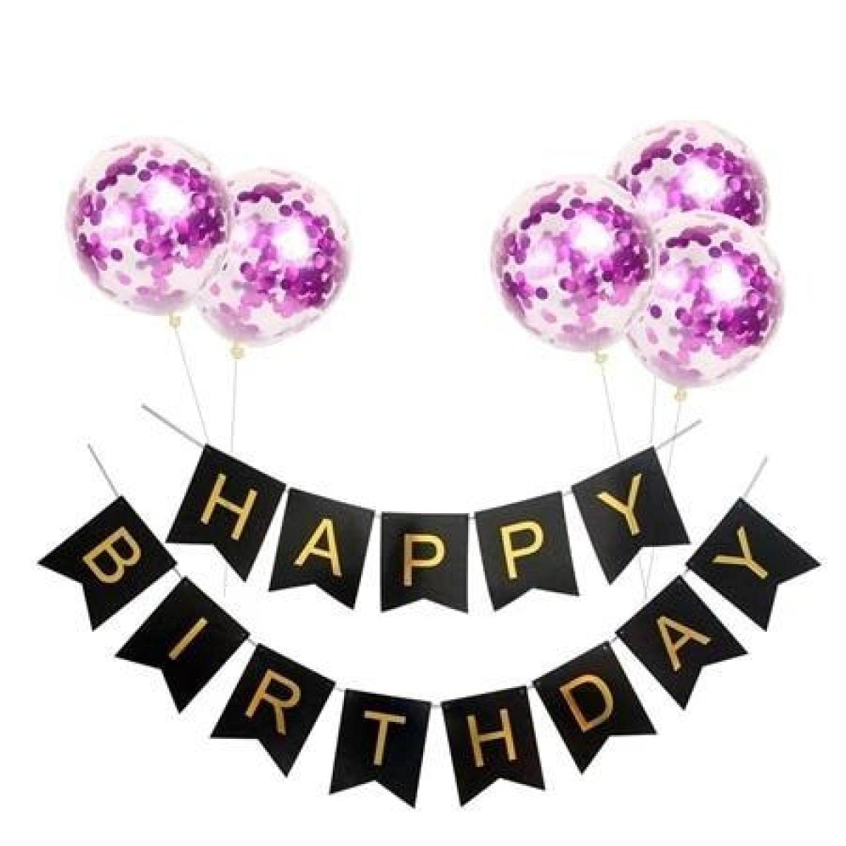 Happy Birthday Balloon Banner Set Confetti Balloons Party Decorations Boy Girl - F - Asia Sell
