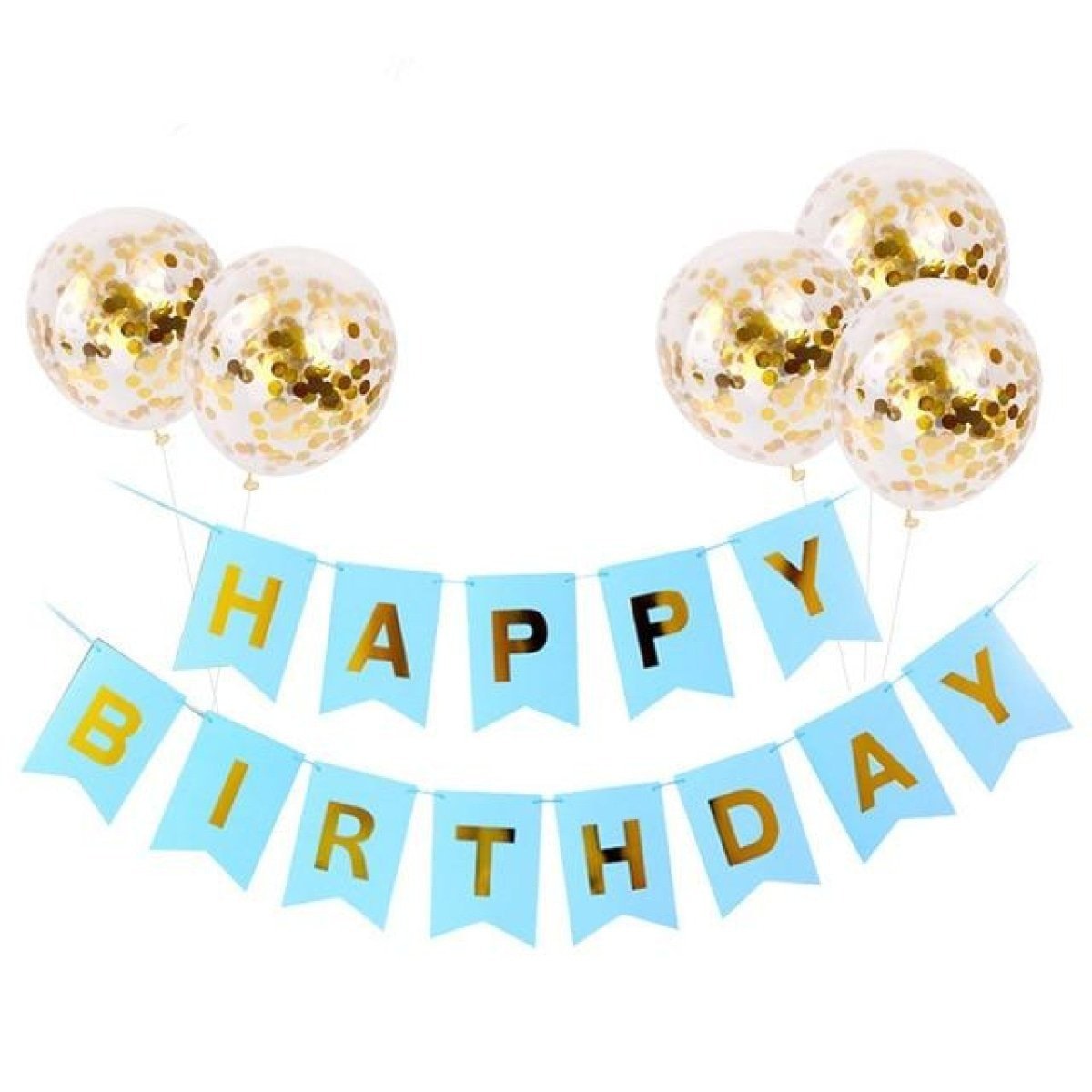 Happy Birthday Balloon Banner Set Confetti Balloons Party Decorations Boy Girl - G - Asia Sell