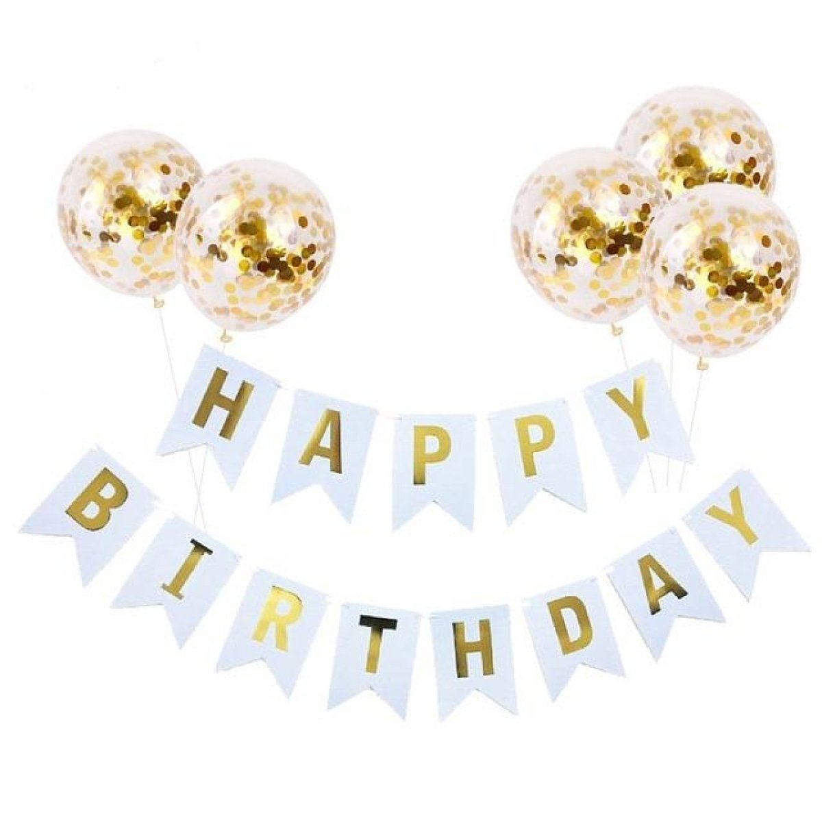 Happy Birthday Balloon Banner Set Confetti Balloons Party Decorations Boy Girl - H - Asia Sell