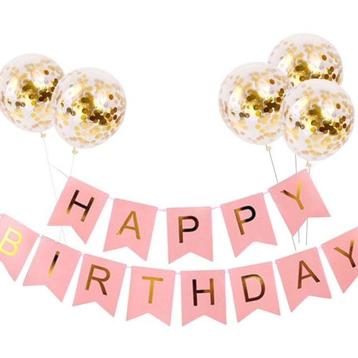 Happy Birthday Balloon Banner Set Confetti Balloons Party Decorations Boy Girl - J - Asia Sell