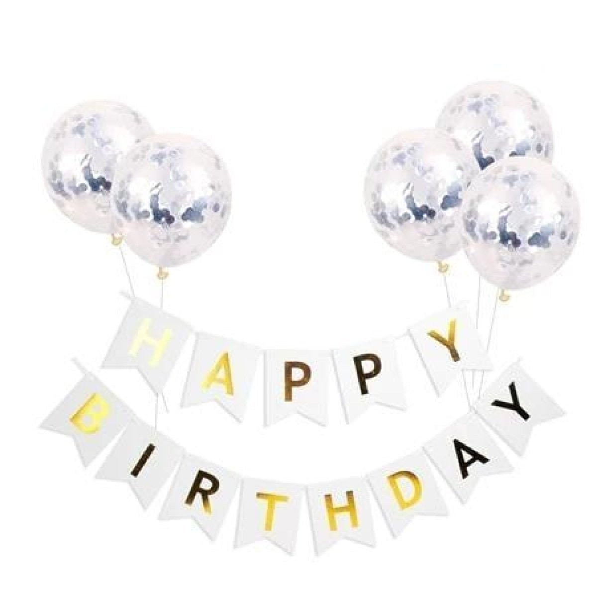 Happy Birthday Balloon Banner Set Confetti Balloons Party Decorations Boy Girl - L - Asia Sell
