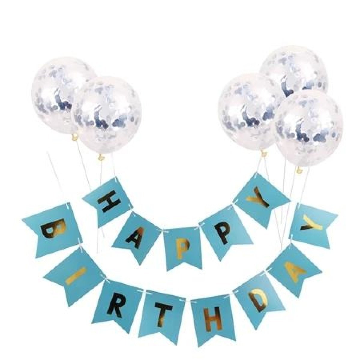 Happy Birthday Balloon Banner Set Confetti Balloons Party Decorations Boy Girl - P - Asia Sell
