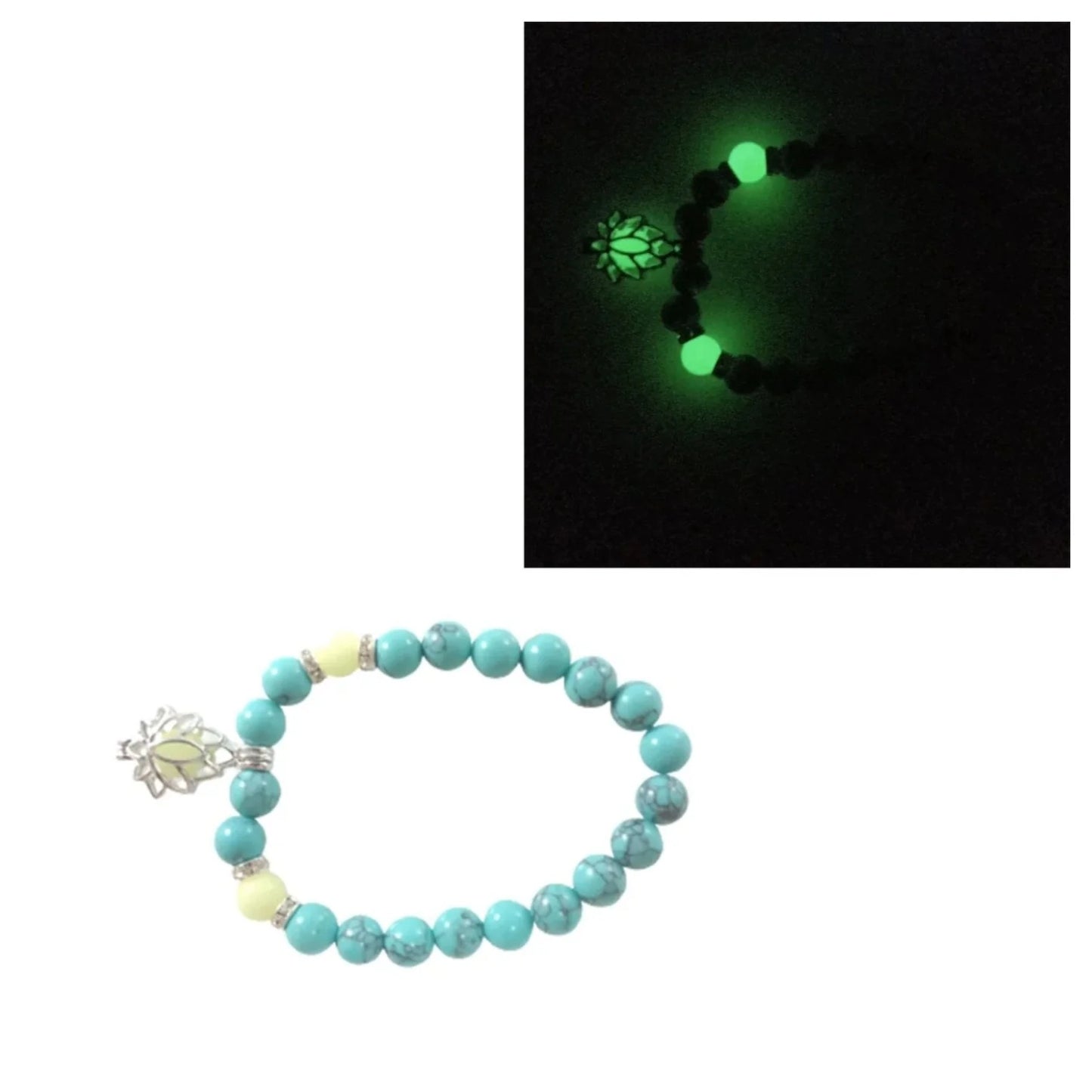 Healing Bracelet Luminous Glow In The Dark Yoga Lotus Charm Beads Bracelet Men Women - Green Spheres - Asia Sell