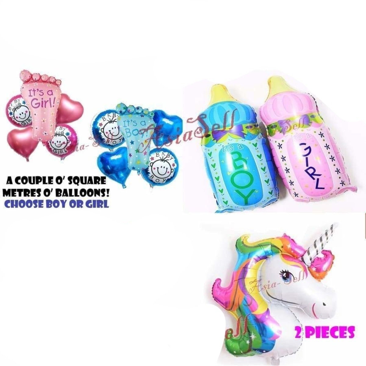 Helium or Air Foil Balloons Unicorn Happy Birthday Party Baby Shower - Blue Baby Foot Set - Asia Sell