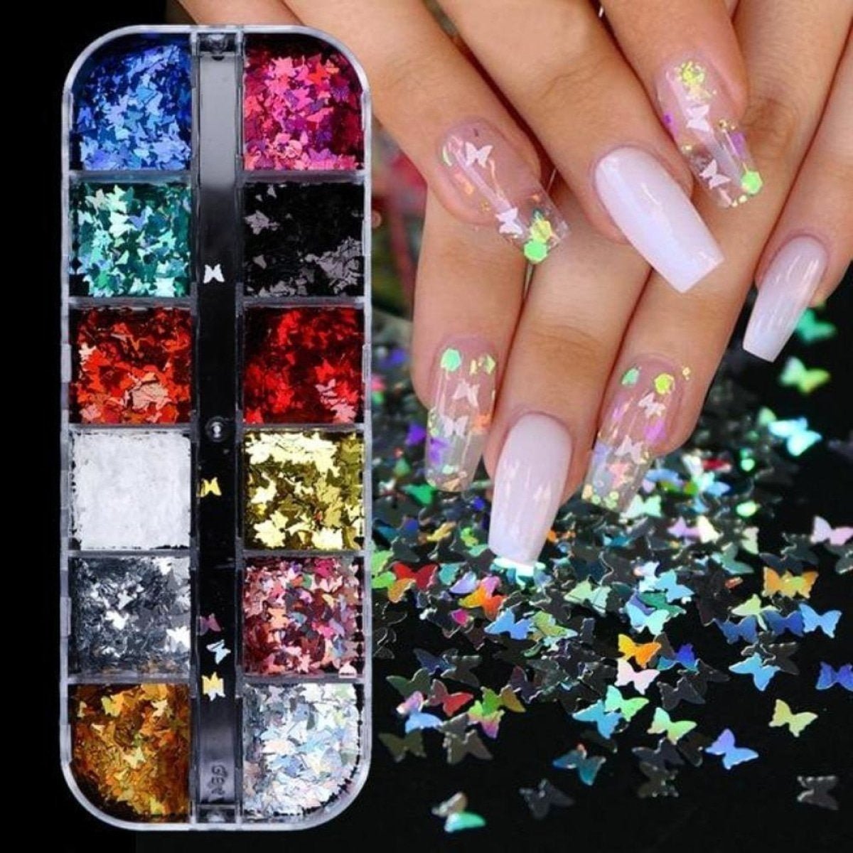 Holographic Butterflies Nail Paillette Slices Nail Art Sequins Flakes - - Asia Sell